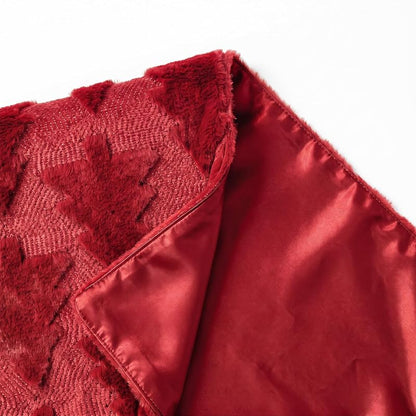 Artoid Mode Red Plush Christmas Table Runner 13x36 Inch — Faux Fur Jacquard Xmas Decor, Holiday Kitchen Dining