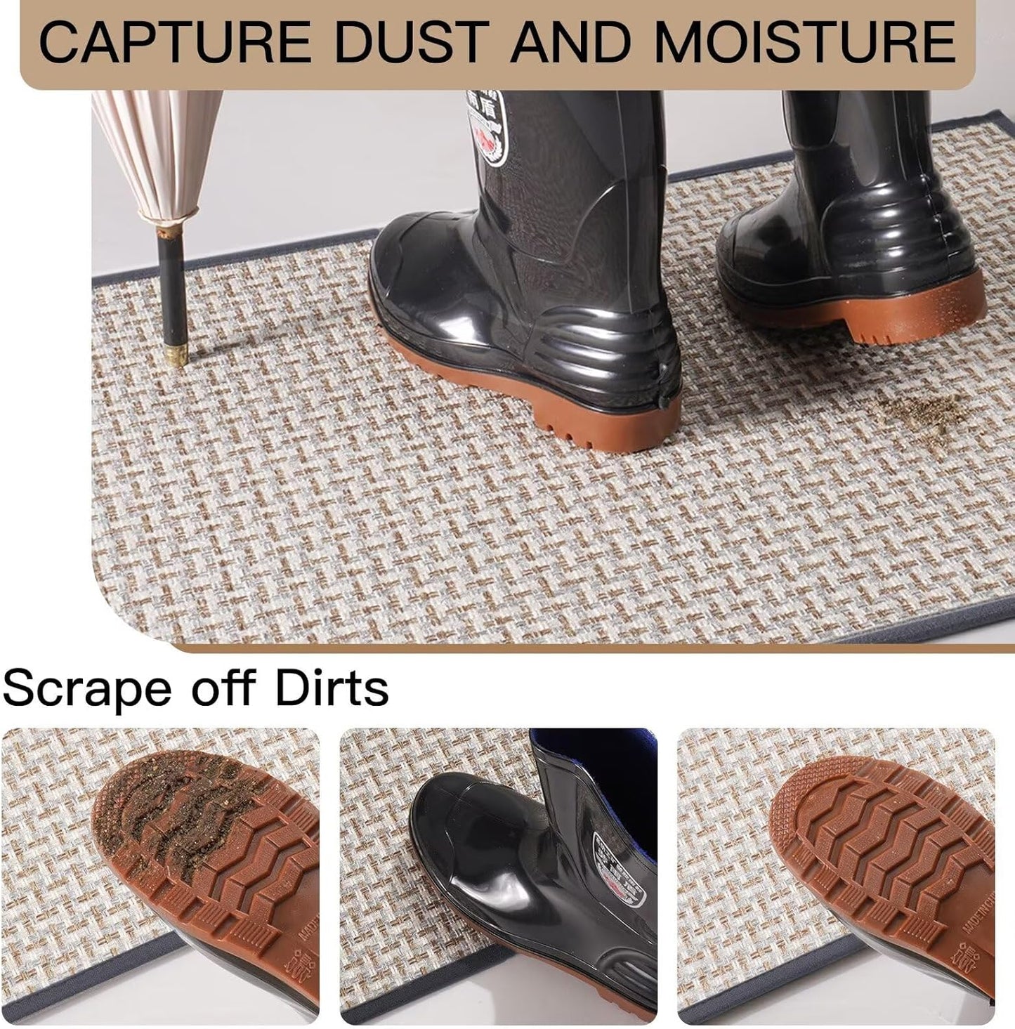 Regine Switzerland Door Mat - Indoor Entrance Dirt Resistant & Absorbent | 17"x30" Gray Non-Slip Design