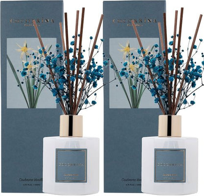 Cocorrína Premium Reed Diffuser Set - Cashmere Vanilla Scent with Preserved Baby's Breath | 2 Packs, 6.7oz