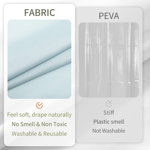 ALYVIA SPRING Stall Fabric Shower Curtain Liner Waterproof - Soft & Lightweight Small Shower Curtain with Magnets for Narrow Stall Size, Machine Washable - 36x72, Blue