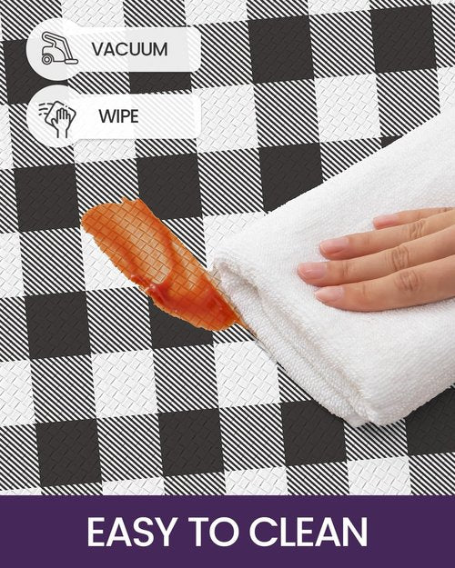 DEXI Buffalo Plaid Kitchen Mat Sets of 2, Cushioned Anti Fatigue Floor Checkered Rug, Waterproof Non Slip Memory Foam Mats for Standing Desk, Home Office, Sink, Laundry, Black & White