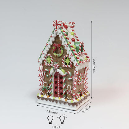 Moments In Time Gingerbread Village House - Handcrafted Polyresin Christmas Decoration with LED Lights - 13.78” High