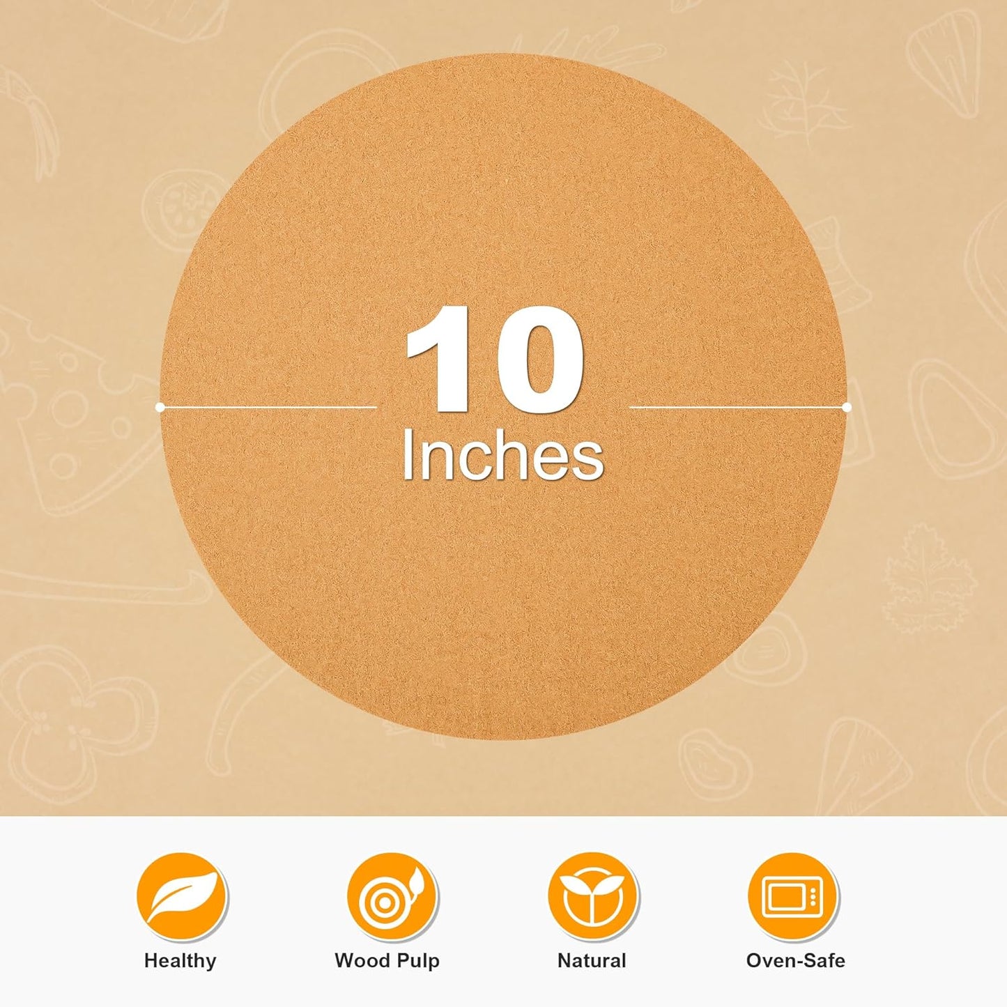 SMARTAKE 10-Inch Round Unbleached Parchment Paper Baking Sheets - 200 Pcs Non-Stick for Baking & Grilling