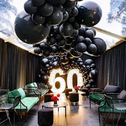Skiennix 18 Inch Black Latex Balloons - 20 Pack of Thick, Large Round Helium Balloons for Celebrations