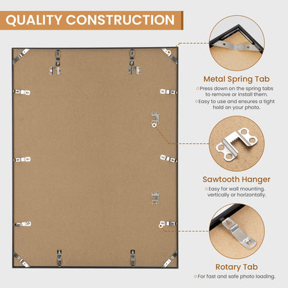 RICHFOCUS 18x24 Metal Picture Frame, Ultra-Thin Deep Aluminum Photo Frame with Cross-Hatch Brushed Satin Finish, Minimalist Modern Poster Frame with Tempered Glass and Mat for 16x20, Black