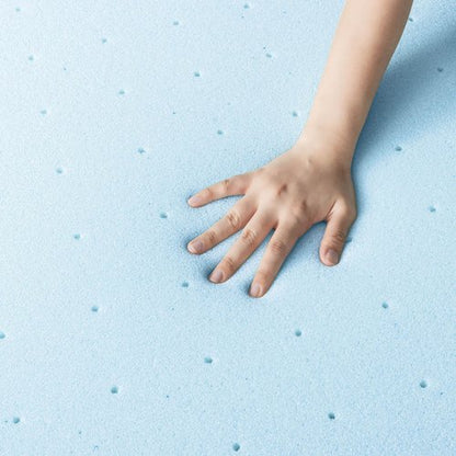 Best Price Mattress 2 Inch Ventilated Memory Foam Mattress Topper, Cooling Gel Infusion, Short Queen Blue