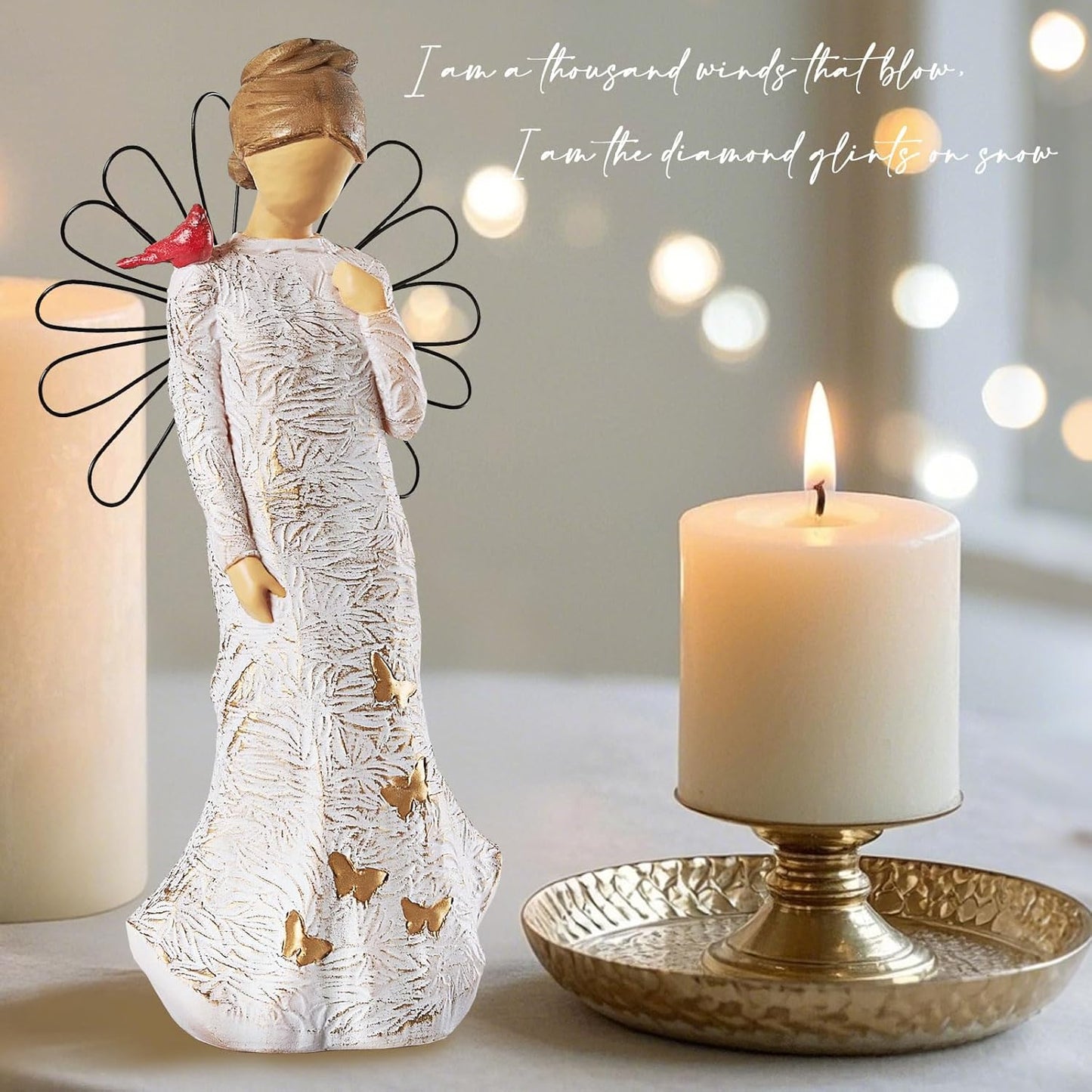 NAN ZAI NAN FANG Sympathy Angel Figurines - Hand-Painted Resin Statues for Loss & Bereavement Gifts