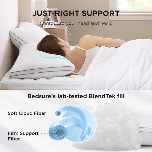 Bedsure Queen Pillows - Fluffy Hotel Quality Pillows with Gusseted Support | Diamond Quilted Design
