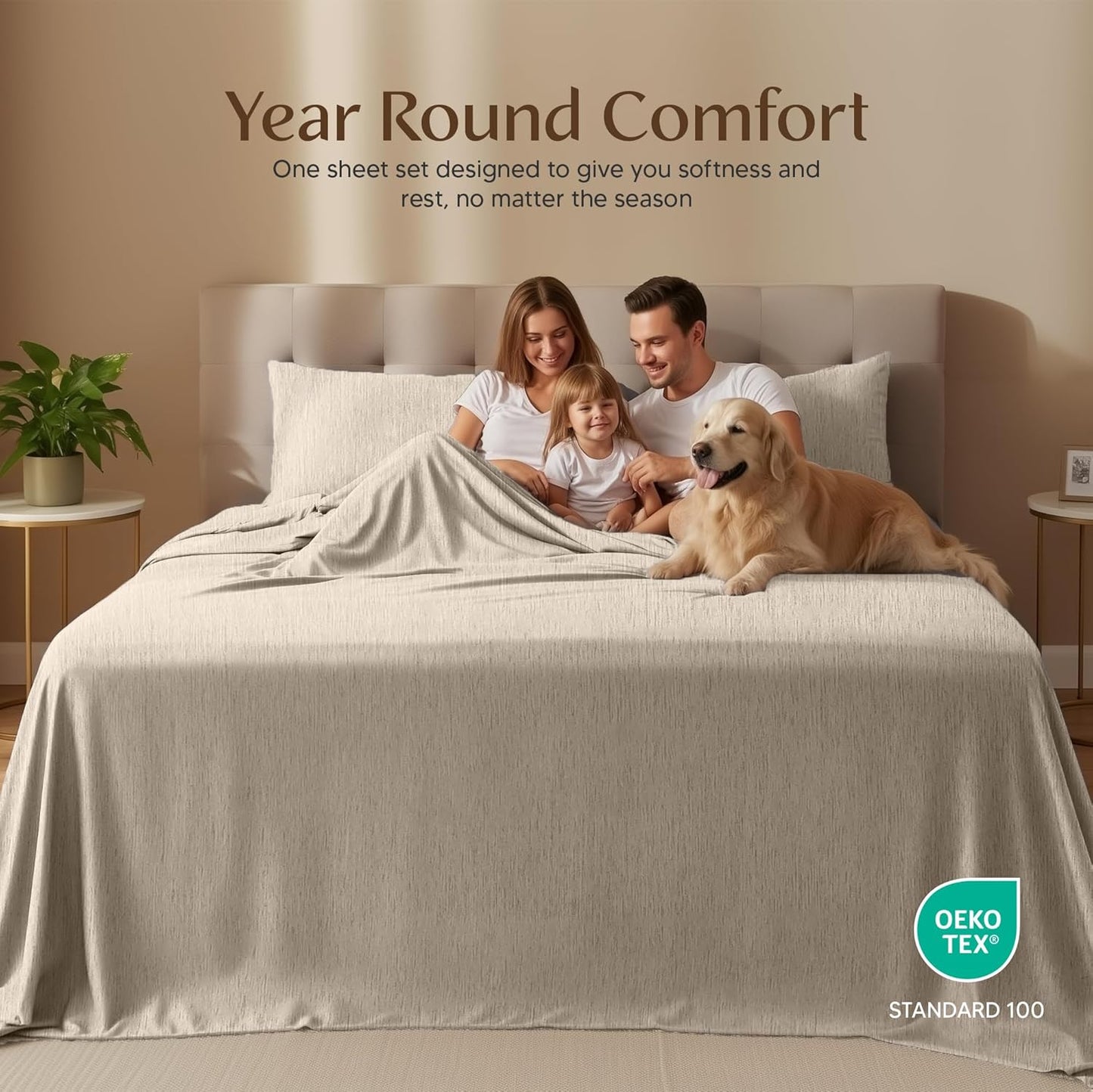 Utopia Bedding Twin Sheet Set - Soft & Breathable Microfiber, 3-Piece Bed Sheets, Oeko-Tex Certified | Heather Beige