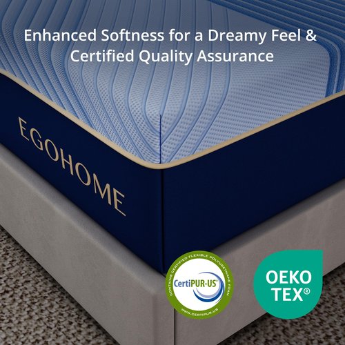 EGOHOME 14 Inch Queen Hybrid Mattress in a Box, Copper Gel Memory Foam for Cool Sleep, Fiberglass-Free, Pressure Relieving, Medium Firm, CertiPUR-US Certified, 80''L x 60''W