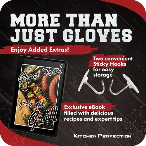 KITCHEN PERFECTION Silicone Smoker Oven Gloves - Extreme Heat Resistant BBQ Mitts | Waterproof & Versatile for Grilling, Frying & Smoking