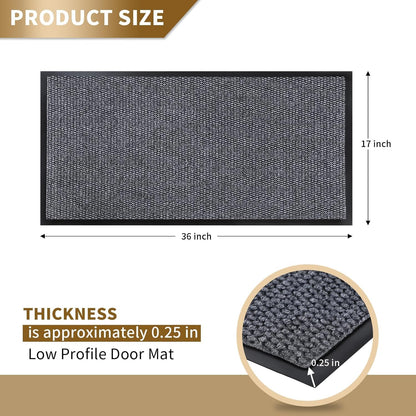 Yimobra Outdoor Indoor Doormat - 100% Waterproof, Stain & Fade Resistant | 36 x 17 Inches, Gray/White