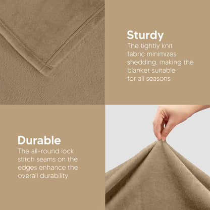 Utopia Bedding Fleece Blanket Throw Size Camel 300GSM Luxury Anti-Static Fuzzy Soft Microfiber Blanket for Couch, Sofa and Bed (50x60 Inch)