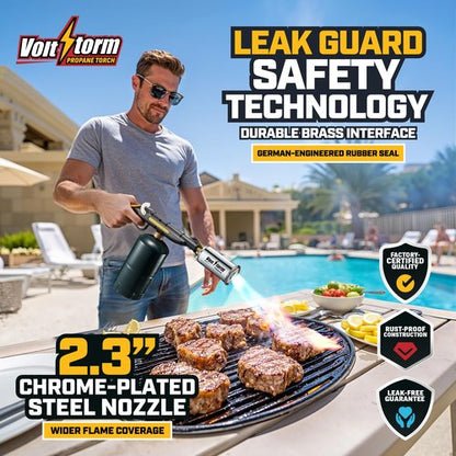 Cooking Torch Kitchen Blow Torch Flamethrower, Grill Gun Propane Torch Flame Thrower Gun with High Output, Adjustable Flame, Food Sous Vide Culinary Torch for Searing Steaks Lighting Campfires(Yellow)