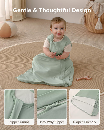 Yoofoss Baby Sleep Sack | Rayon Made from Bamboo | Super Soft 2-Way Zipper | 12-18 Months | Blue & Green