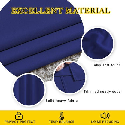 NICETOWN Blackout Curtains for Bedroom - Triple Weave Grommet Top Thermal Insulated Window Treatment Light Blocking Panels for Kitchen/Kids Room, Navy Blue, W46 x L54, Set of 2
