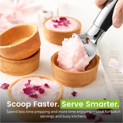 Spring Chef Heavy Duty Ice Cream Scoop - Dishwasher Safe Professional Tool for Gelato & Sundaes - Black