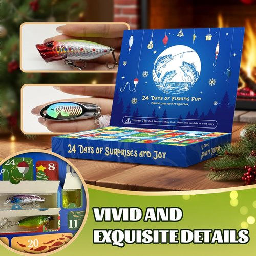 Fishing Advent Calendar 2026 - 24-Day Countdown Fishing Lure Tackle Kit for Men | Perfect Christmas Gift for Dad