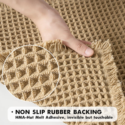 MIULEE Waffle Bathroom Rugs Set of 2 - Non-Slip, Super Absorbent & Ultra Soft, Brown 18x30 Inch