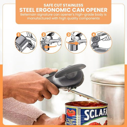 Bellemain Stainless Steel Can Opener - Ergonomic Manual Design for Smooth Edge Cutting | Perfect for Home Chefs