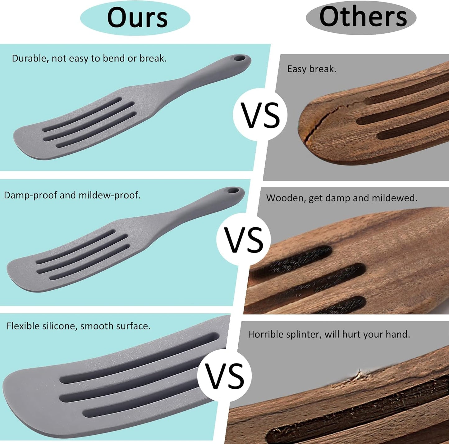 Tongjude Silicone Spurtle Set - Heat Resistant Cooking Utensils for Nonstick Cookware | 4-Piece Set