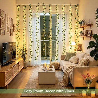 JMEXSUSS Pothos Curtain Lights with 200 LEDs, 6.5ft x 6.5ft USB Vine Lights - Variation: Pothos+6.5x6.5ft