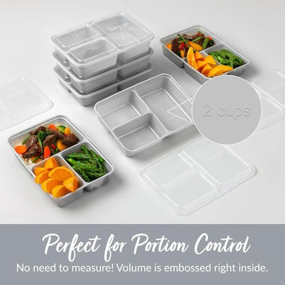Bentgo Prep - 20-Piece Reusable Meal Prep Containers | Durable, BPA-Free, Microwave & Dishwasher Safe (Silver)