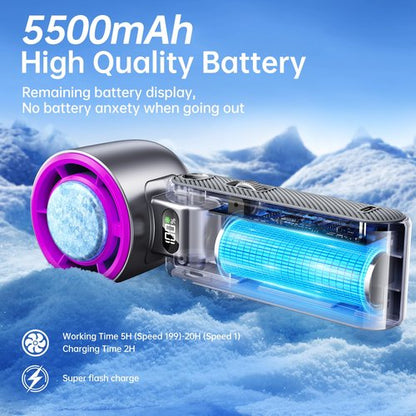 Coolhill Handheld Portable fan with Turbo Cooling - Hand Held Fan Rechargeable, 1-100 Speeds, Up to 12Hrs Battery Life, Powerful Mini Personal fan for Travel, Outdoor, Beach & Makeup