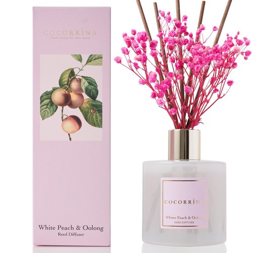 Cocorrína Reed Diffuser Sets - 6.7 oz. White Peach& Oolong Scented Diffuser with 8 Sticks Home Fragrance Reed Diffuser for Bathroom Shelf Decor