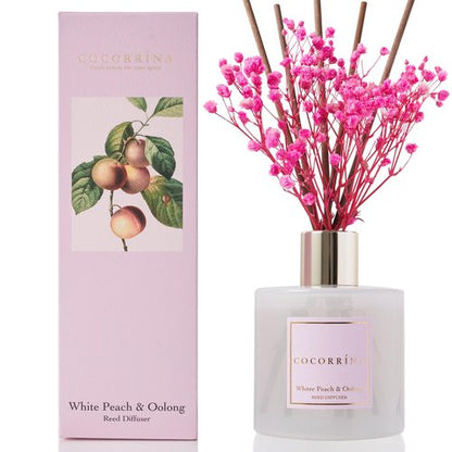 Cocorrína Reed Diffuser Sets - 6.7 oz. White Peach& Oolong Scented Diffuser with 8 Sticks Home Fragrance Reed Diffuser for Bathroom Shelf Decor