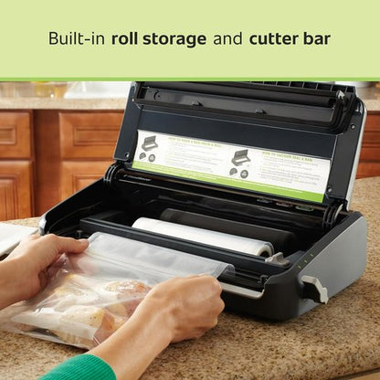 FoodSaver Vacuum Sealer Machine - Automatic Bag Detection & Sous Vide Friendly | Black, Includes Sealer Bags & Roll
