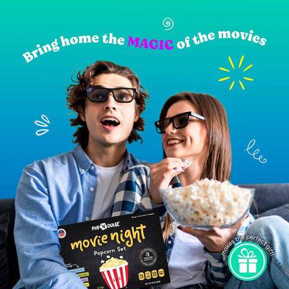 Pop n' Dulge Gourmet Popcorn Gift Set - 16 Pcs with 5 Flavors & Seasonings | Perfect Movie Night Snacks