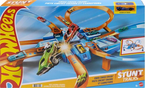 Hot Wheels Track Set - Motorized Booster with 4 Intersections for Epic Crashing Fun | 1:64 Scale Toy Car