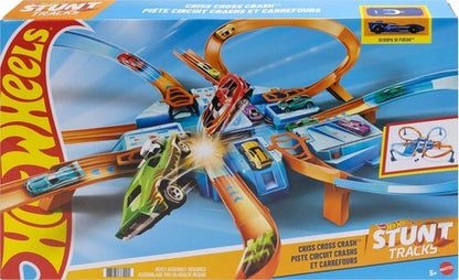 Hot Wheels Track Set - Motorized Booster with 4 Intersections for Epic Crashing Fun | 1:64 Scale Toy Car