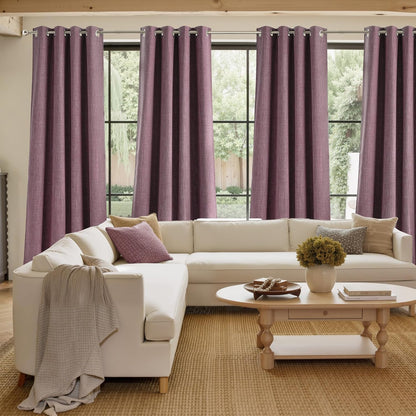 NICETOWN Blackout Curtains - Short Faux Linen in Greyish Purple | 63 Inches Long, Easy Care Grommet Top, 2 Panels