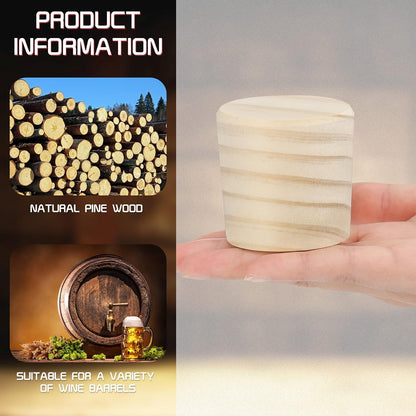 Weysat 2 Pcs Wine Barrel Cork Plug Stopper 2 Inch Whiskey Barrel Bung Hole Plug Oak Wood for Whiskey Beer Bottle Crafts