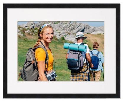 12x15 Frame with Mat - Black 14x17 Frame Wood Made to Display Print or Poster Measuring 12 x 15 Inches with White Photo Mat