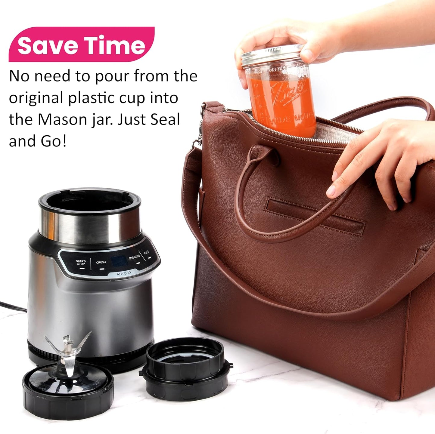 Ninja Nutri Pro BN401 Blender Adapter | Blend Directly in Glass Jar - Dishwasher Safe Attachment