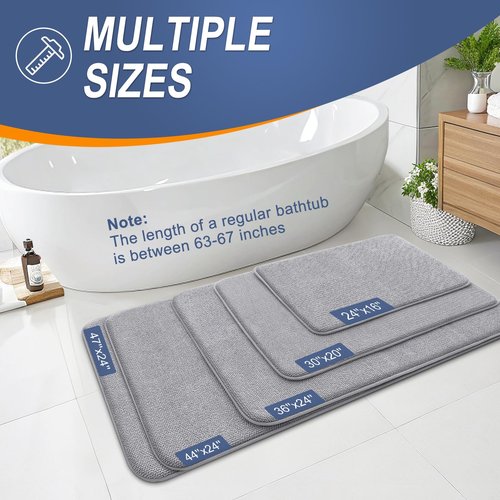 OLANLY Thick Memory Foam Bath Mat Rug 30x20, Extra Soft Absorbent Bathroom Rugs, Quick Dry Bath Mats, Non-Slip, Machine Washable Carpet for Bathroom, Tub and Shower, Home Decor Accessories, Grey