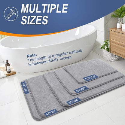 OLANLY Thick Memory Foam Bath Mat Rug 30x20, Extra Soft Absorbent Bathroom Rugs, Quick Dry Bath Mats, Non-Slip, Machine Washable Carpet for Bathroom, Tub and Shower, Home Decor Accessories, Grey