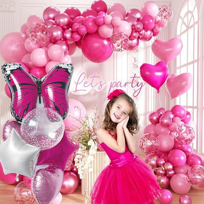 Butterfly Foil Balloon Set by [Brand Name] - 6 Pink & White Balloons with Polka Dots