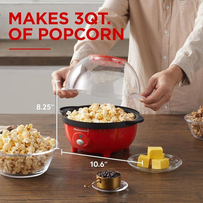Elite Gourmet Automatic Stirring Popcorn Maker - 12-Cup Nonstick Ceramic Design, Red