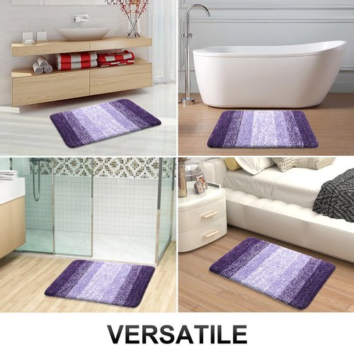 OLANLY Bathroom Rugs Mat 34x21, Extra Soft Absorbent Microfiber Bath Rugs, Rubber Backing, Quick Dry, Machine Washable Bath Mats for Bathroom Floor, Tub and Shower, Home Decor Accessories, Violet