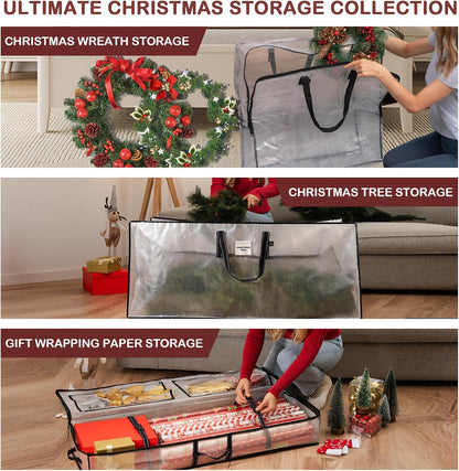 VENO Clear Christmas Wreath & Tree Storage Bags - 6 Pack for Wreaths, Tree & Wrapping Paper