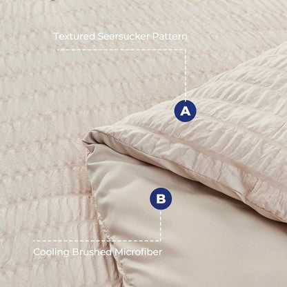 HYMOKEGE King Comforter Set - Beige Oversized 7-Piece Luxury Bedding Set with Sheets & Pillowcases