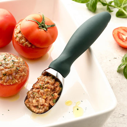 Spring Chef Ice Cream Scoop - Heavy Duty Soft Grip Handle for Gelato, Sorbet & More - Pine Green
