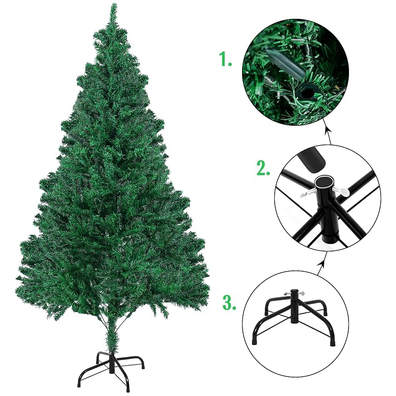GlyinnHe 6ft Green Half Artificial Christmas Tree with Foldable Metal Stand – Easy Assembly, Space-Saving Half Tree