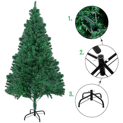 GlyinnHe 6ft Green Half Artificial Christmas Tree with Foldable Metal Stand – Easy Assembly, Space-Saving Half Tree