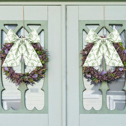 JarThenaAMCS Wreath Sash - Spring Green Floral Garland Ribbon Bow | 55.1 x 5.1 Inch Home Decor