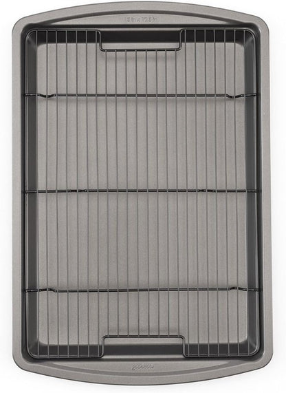 GoodCook Nonstick Carbon Steel Baking Pan with Raised Wire Rack - 15” x 10.5” | Perfect for Pizza, Bacon & More